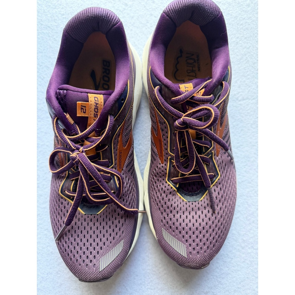 Brooks Ghost 12 Womens Running Shoes Purple Orange Preowned Size 8.5 - Picture 1 of 9